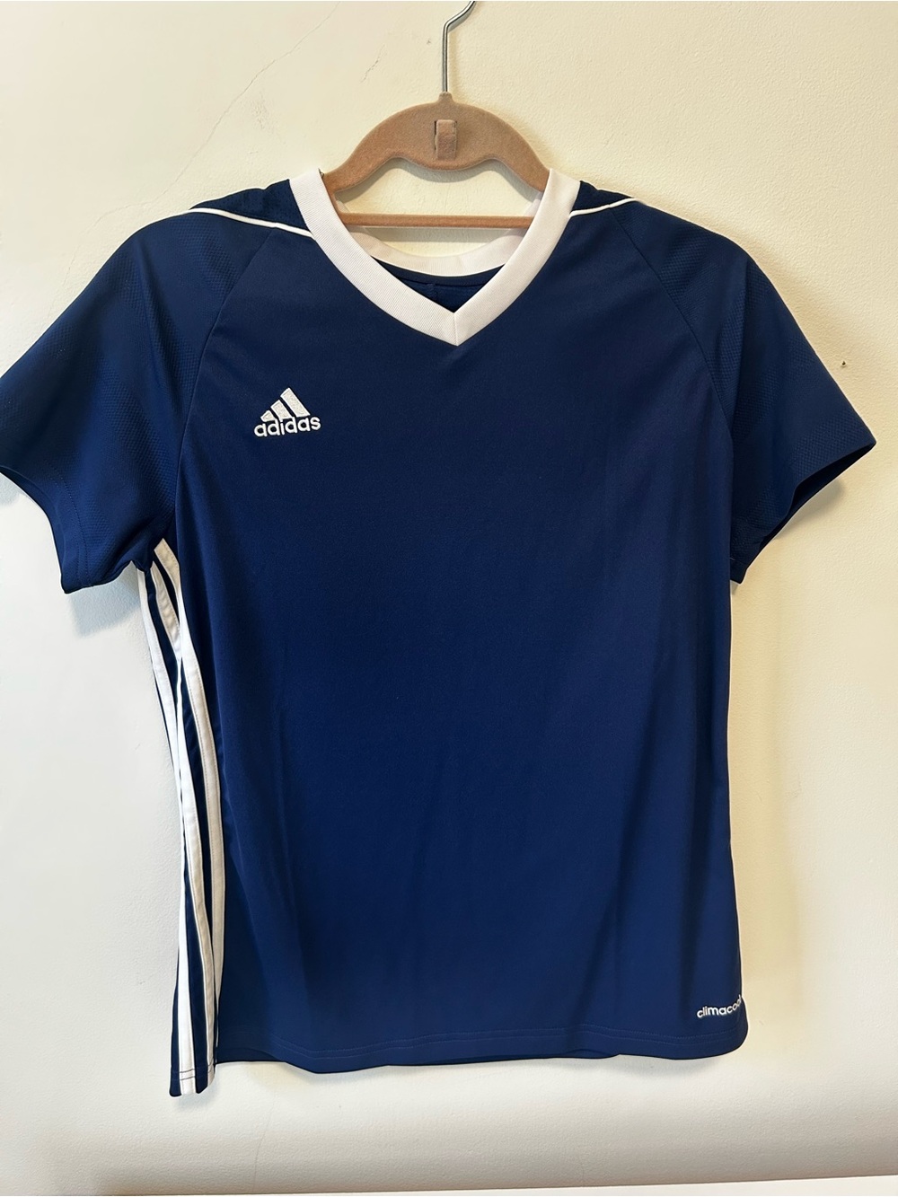 adidas Navy Short-Sleeve Athletic Tee with White Accents